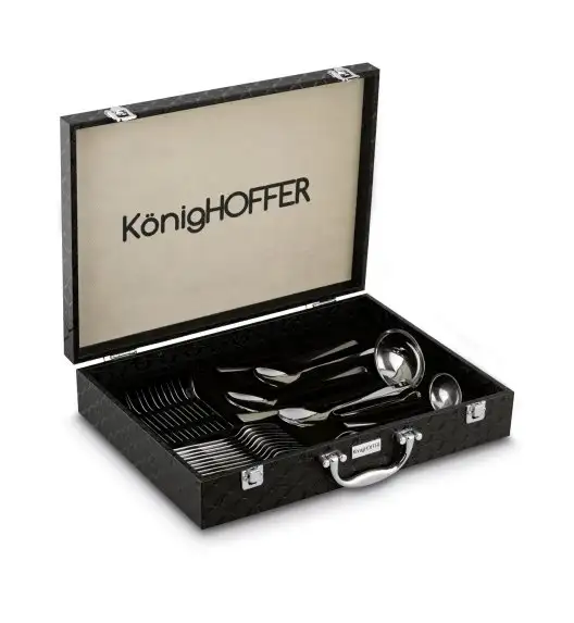 KONIGHOFFER HAILEY Sztućce Komplet 72 el w walizce skórzanej / 12 osób / połysk