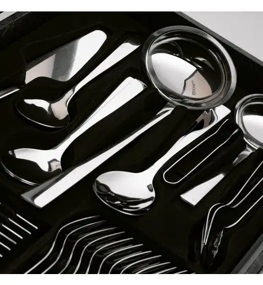 KONIGHOFFER HAILEY Sztućce Komplet 72 el w walizce skórzanej / 12 osób / połysk