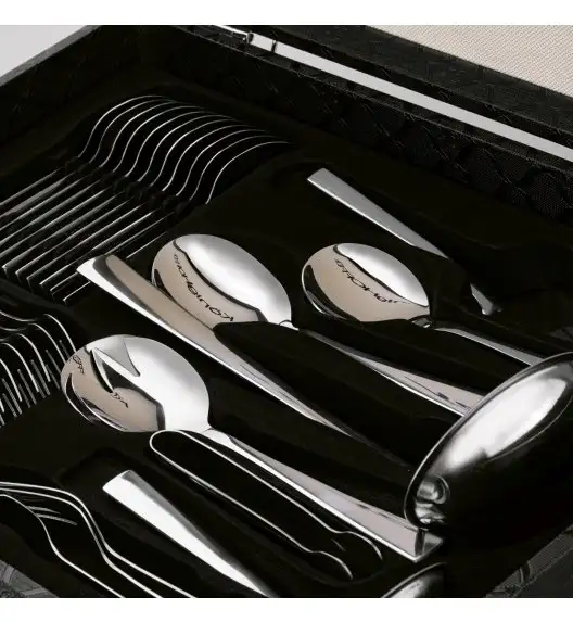 KONIGHOFFER HAILEY Sztućce Komplet 72 el w walizce skórzanej / 12 osób / połysk