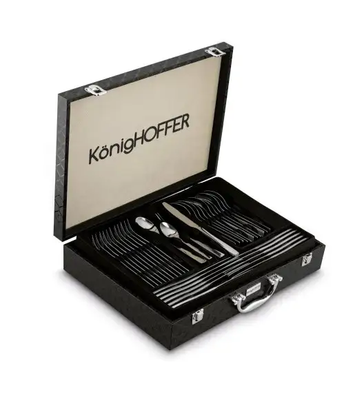 KONIGHOFFER HAILEY Sztućce Komplet 72 el w walizce skórzanej / 12 osób / połysk