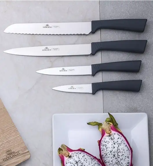 GERLACH SMART GREY Komplet 5 noży w bloku +ostrzałka 3w1