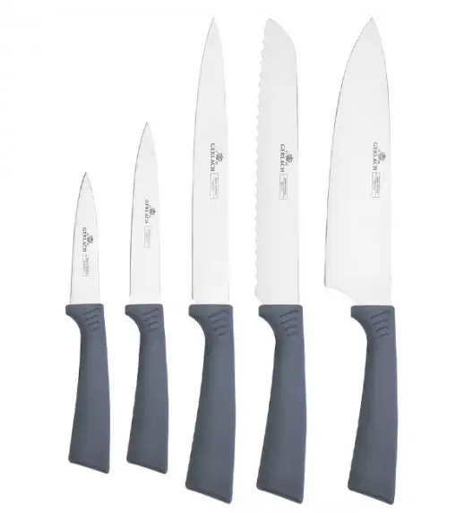 GERLACH SMART GREY Komplet 5 noży w bloku +ostrzałka 3w1