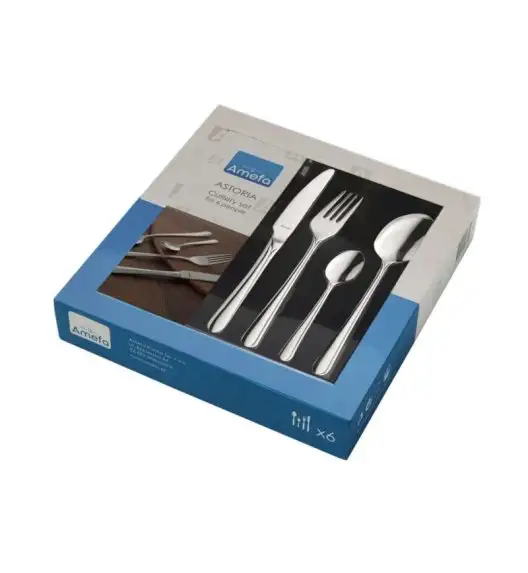 WYPRZEDAŻ! AMEFA ASTORIA Sztućce UE 24 el w pudełku kwadratowym / 6 os / połysk / stal nierdzewna