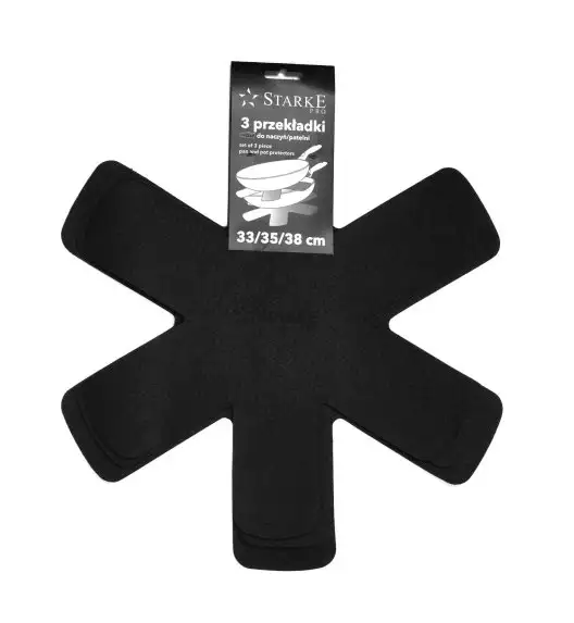 STARKE PRO Komplet 3 przekładek / osłonek filcowych do patelni i naczyń / 33, 35, 38 cm / czarne