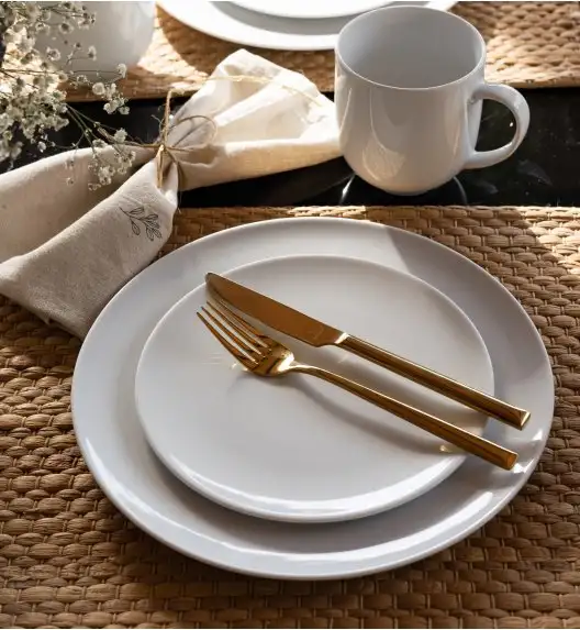 LUBIANA VANILLA Serwis obiadowo - kawowy 36 el dla 6 osób | biała porcelana