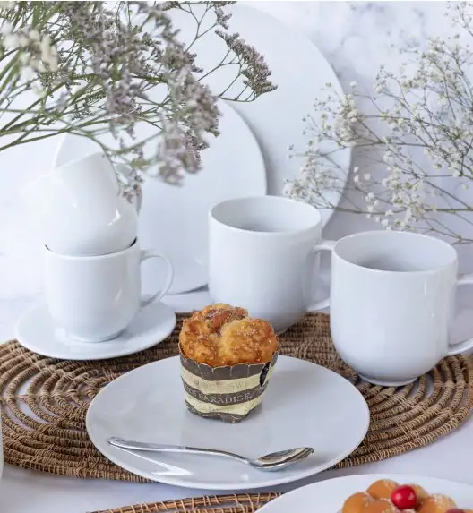 LUBIANA VANILLA Serwis obiadowo - kawowy 90 el dla 18 osób | biała porcelana