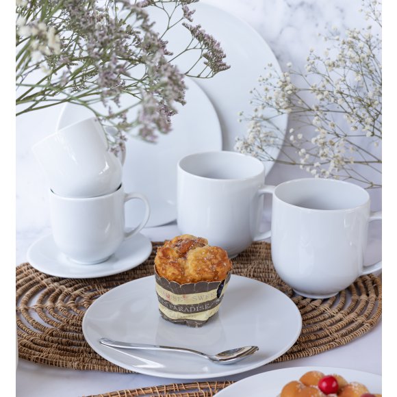 LUBIANA VANILLA Serwis obiadowo - kawowy 90 el dla 18 osób | biała porcelana