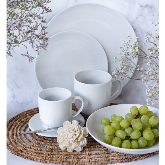 LUBIANA VANILLA Serwis obiadowo - kawowy 90 el dla 18 osób | biała porcelana