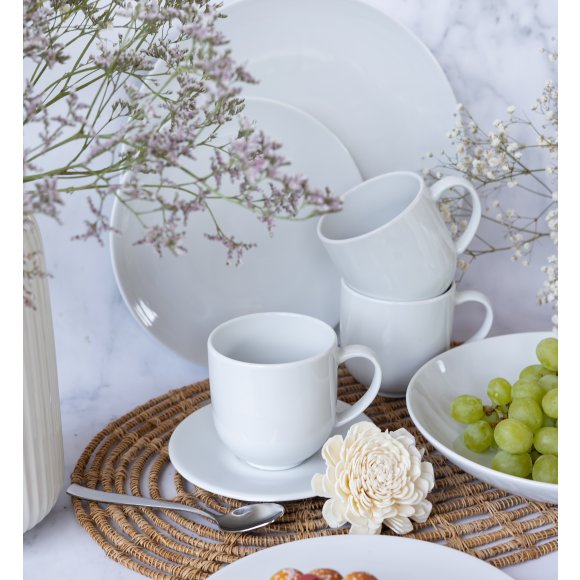 LUBIANA VANILLA Serwis obiadowo - kawowy 90 el dla 18 osób | biała porcelana