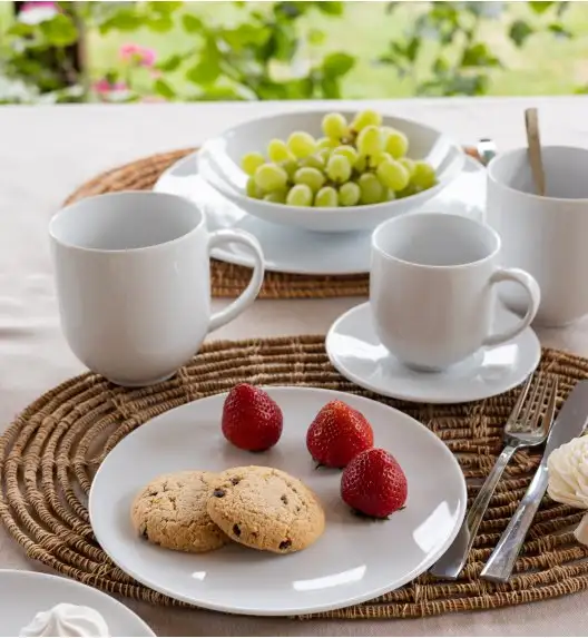LUBIANA VANILLA Serwis obiadowo - kawowy 90 el dla 18 osób | biała porcelana