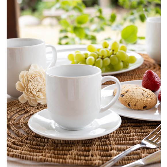 LUBIANA VANILLA Serwis obiadowo - kawowy 90 el dla 18 osób | biała porcelana