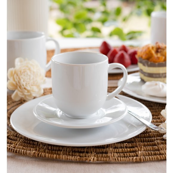 LUBIANA VANILLA Serwis obiadowo - kawowy 90 el dla 18 osób | biała porcelana
