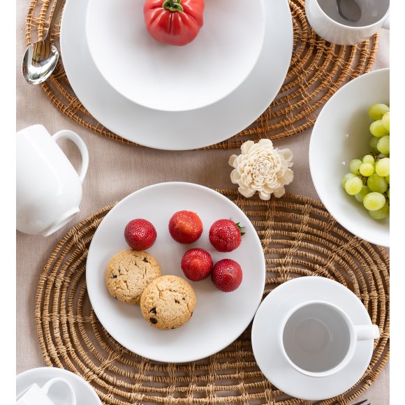 LUBIANA VANILLA Serwis obiadowy 48 el dla 12 osób | biała porcelana