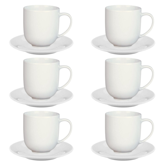 LUBIANA VANILLA 6x Filiżanka 250 ml + spodek 14 cm | biały | porcelana luzem