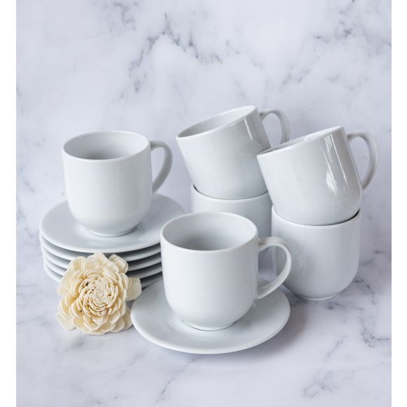 LUBIANA VANILLA 12x Filiżanka 250 ml + spodek 14 cm | biały | porcelana luzem