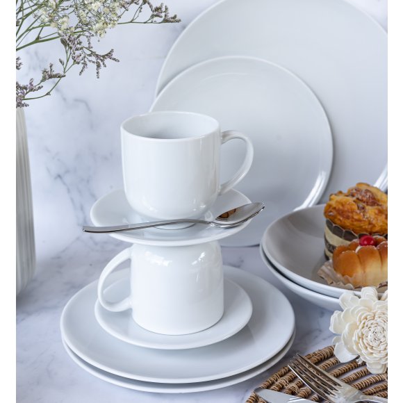 LUBIANA VANILLA 12x Filiżanka 250 ml + spodek 14 cm | biały | porcelana luzem
