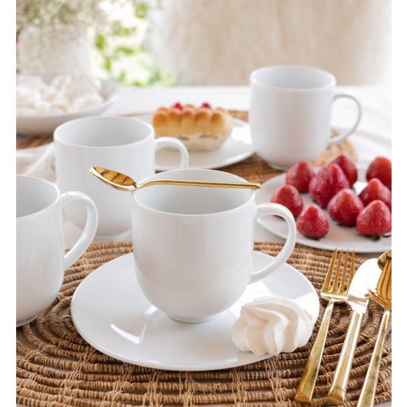 LUBIANA VANILLA 12x Filiżanka 250 ml + spodek 14 cm | biały | porcelana luzem