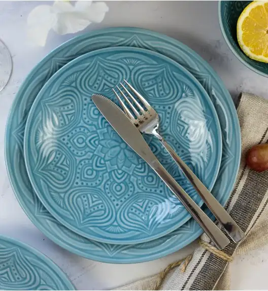 LUBIANA ORIENTAL | K6 NIEBIESKI | 6x talerz obiadowy 25 cm | porcelana luz 