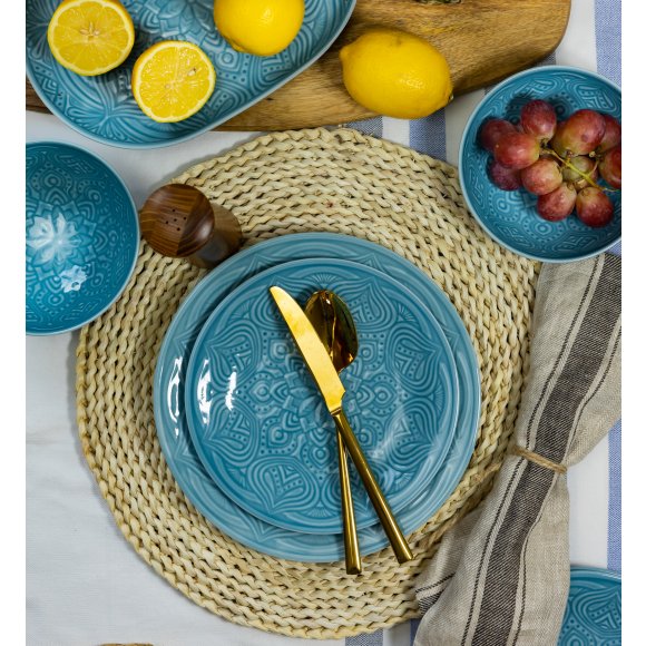 LUBIANA ORIENTAL | K6 NIEBIESKI | 12x talerz obiadowy 25 cm | porcelana luz 