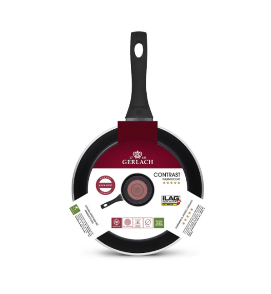GERLACH CONTRAST THERMOCOAT Patelnia 28 cm | wskaźnik temperatury | szwajcarska powłoka ILAG ULTIMATE | indukcja 