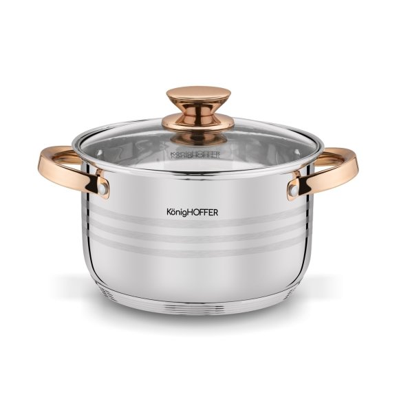 KönigHOFFER BARI ROSE GOLD Komplet garnków ze stali nierdzewnej 12 elementów / indukcja