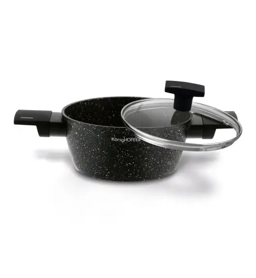 KONIGHOFFER BRAZOS Zestaw garnków marmurowych z pokrywkami 10 el / indukcja / czarny nakrapiany