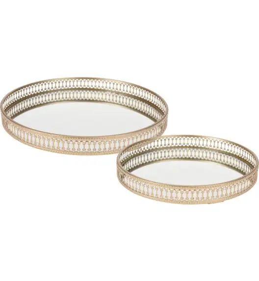 EXCELLENT HOUSEWAEW Zestaw 2 tac do serwowania z lustrem / metal