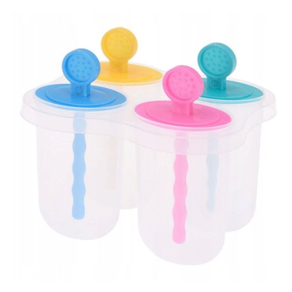 EXCELLENT HOUSEWARE Zestaw 4 foremek do lodów na patyku ze stojakiem / tworzywo sztuczne