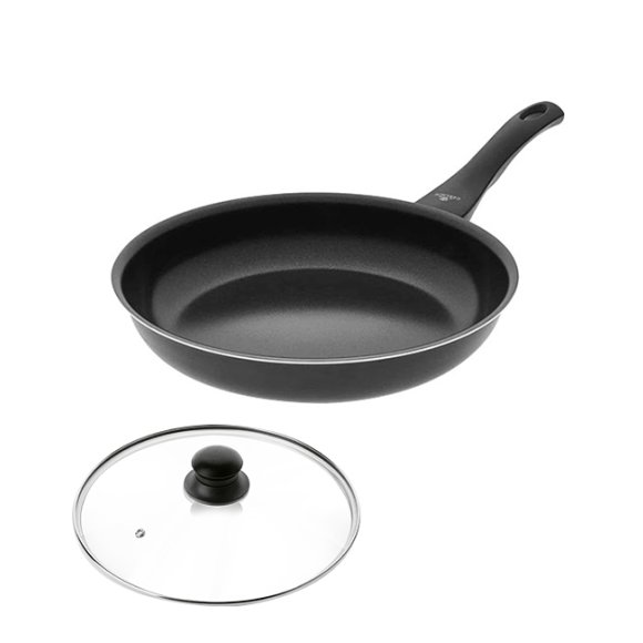 GERLACH FIRST Patelnia 24 cm + pokrywka uniwersalna szklana 24 cm | dwuwarstwowa powłoka ceramiczna 