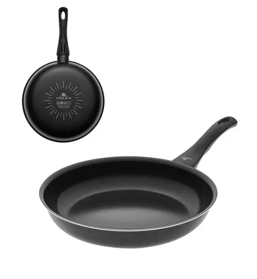 GERLACH FIRST Patelnia 24 cm + pokrywka uniwersalna szklana 24 cm | dwuwarstwowa powłoka ceramiczna 