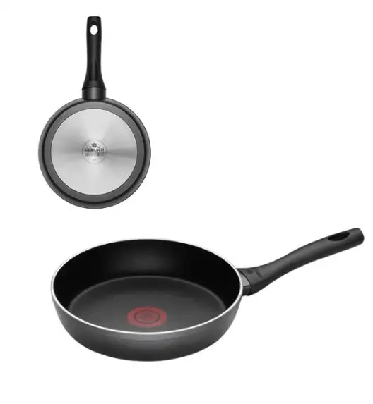 GERLACH CONTRAST THERMOCOAT Patelnia 20 cm + pokrywka silikonowa | wskaźnik temperatury | szwajcarska powłoka ILAG ULTIMATE | indukcja 