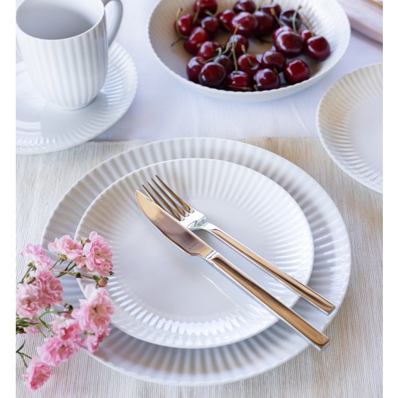 LUBIANA DAISY 12x Talerz obiadowy płytki 27 cm | 12 el dla 12 os | biała porcelana