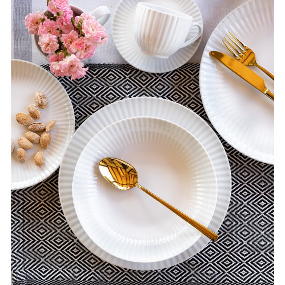 LUBIANA DAISY 6x Talerz obiadowy głęboki 22 cm | 6 el dla 6 os | biała porcelana
