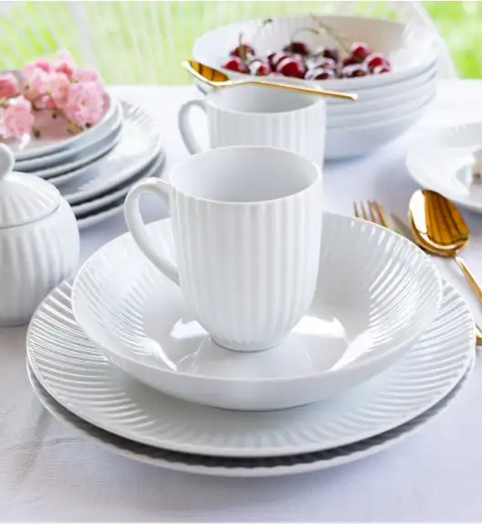 LUBIANA DAISY 6x Talerz obiadowy głęboki 22 cm | 6 el dla 6 os | biała porcelana