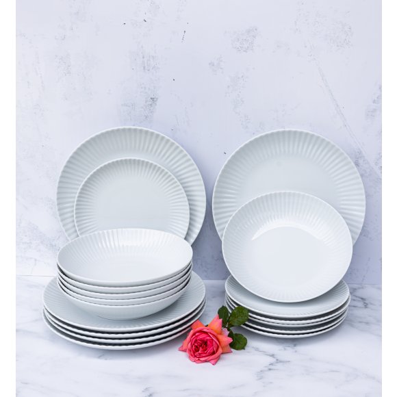 LUBIANA DAISY Serwis obiadowy 6 osób / 18 elementów | biała porcelana