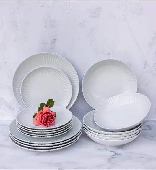 LUBIANA DAISY Serwis obiadowy 24 osoby / 72 elementy | biała porcelana