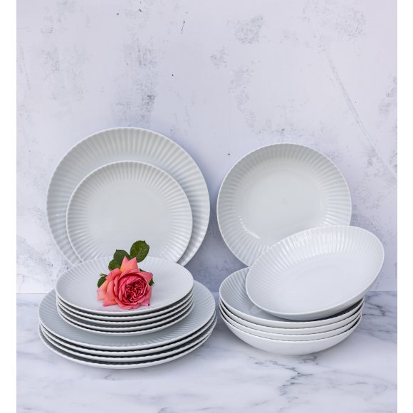 LUBIANA DAISY Serwis obiadowy 24 osoby / 72 elementy | biała porcelana