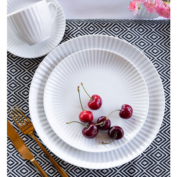 LUBIANA DAISY Serwis obiadowo - kawowy 6 osób / 34 elementy | biała porcelana