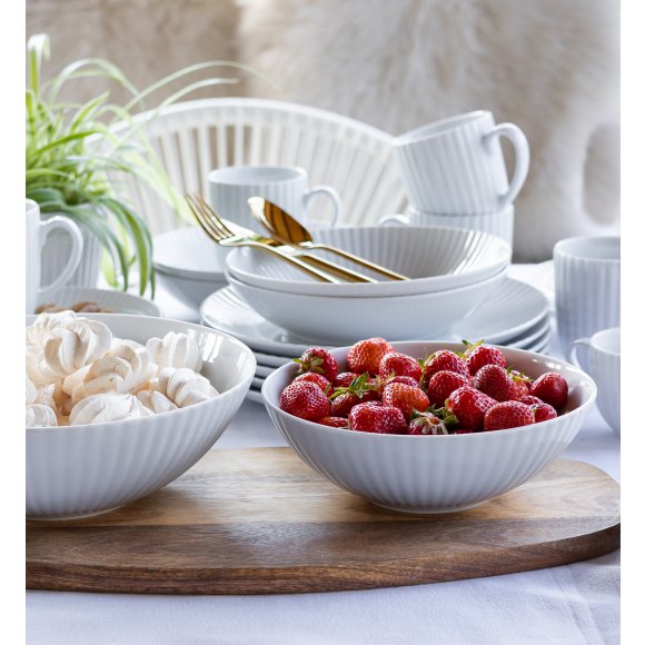 LUBIANA DAISY Serwis obiadowo - kawowy 6 osób / 34 elementy | biała porcelana