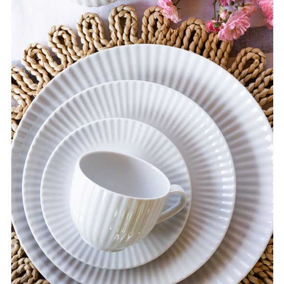 LUBIANA DAISY Serwis obiadowo - kawowy 6 osób / 34 elementy | biała porcelana
