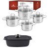 GERLACH BRAVA Komplet Garnki z pokrywkami 8 el + Brytfanna 32 cm z pokrywką Gerlach Granitex / powłoka ILAG Granitec®