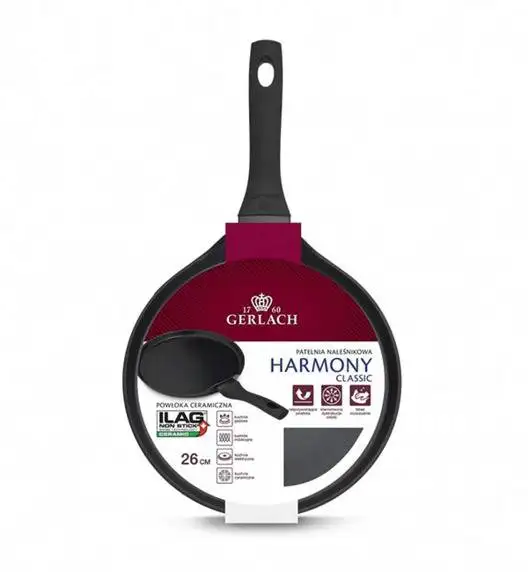 GERLACH BRAVA Komplet Garnki z pokrywkami 8 el + Patelnia naleśnikowa 26 cm Gerlach Harmony + Garnek 7 l + Brytfanna Granitex 32 cm 