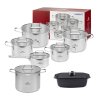 GERLACH AMBIENTE Komplet Garnki z pokrywkami 10 el + Brytfanna Granitex 32 cm  + garnek Ambiente 7 l / stal nierdzewna / indukcja