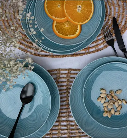 LUBIANA ETO MODERN K6 Talerz obiadowy 27 cm x 6 szt. | luz | niebieski | porcelana ręcznie malowana