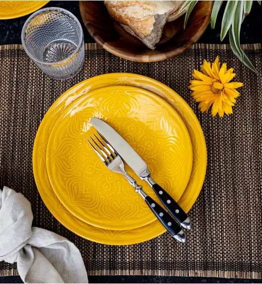LUBIANA ORIENTAL | KY ŻÓŁTY | Talerz obiadowy 25 cm - 12 SZT. | porcelana luz 