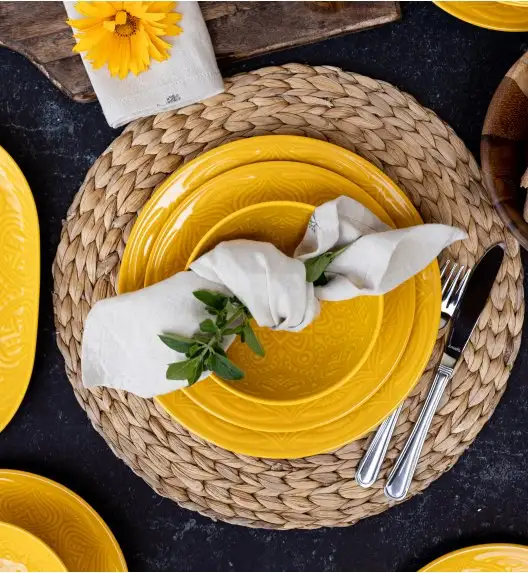 LUBIANA ORIENTAL | KY ŻÓŁTY | Talerz obiadowy 25 cm - 12 SZT. | porcelana luz 