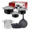 GERLACH PRIME Komplet Garnki z pokrywkami 6 el / stal nierdzewna + Patelnia naleśnikowa 26 cm + Gerlach Ambiente 7 l  + Brytfanna Granitex
