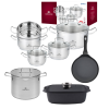 GERLACH SIMPLE Komplet Garnki z pokrywkami 9 el + Patelnia naleśnikowa 26 cm  + Garnek Ambiente 7 l + Brytfanna Granitex