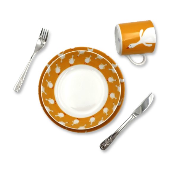 LUBIANA GĄSKI *9144 Komplet obiadowy dla dzieci 3 el | porcelana