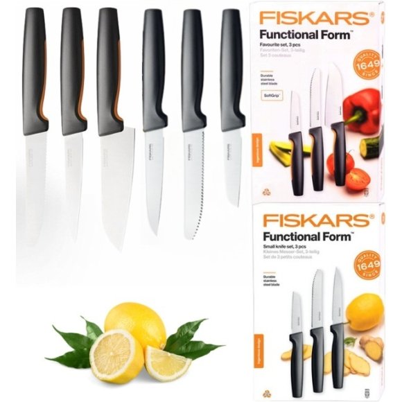 FISKARS FUNCTIONAL FORM 1057556+1057561 Komplet 6 noży kuchennych (3+3) w pudełkach / stal nierdzewna
